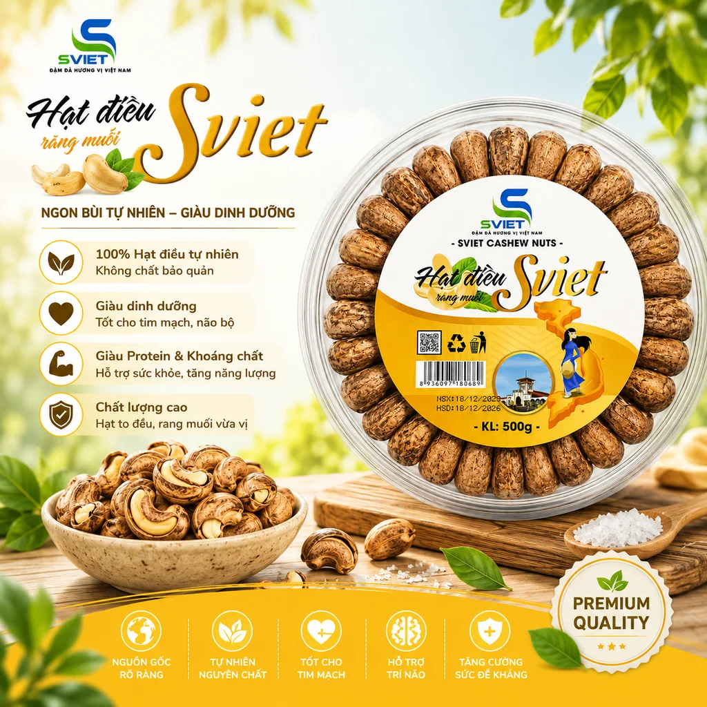 Hạt Điều Rang Muối Sviet - Hộp 500g - Ảnh 3