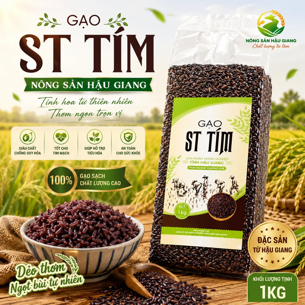 Gạo ST Tím Nông Sản Hậu Giang - 1kg - Ảnh 4